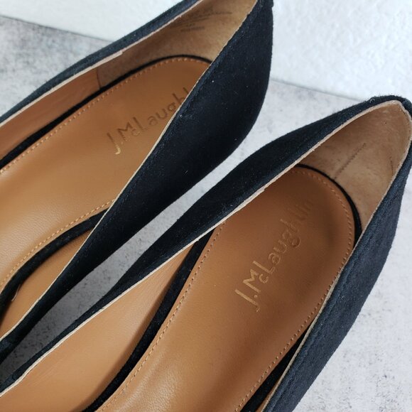 J McLaughlin Delia Suede Kitten Heel Pumps Black Shoes size 8.5 Evening Preppy - Picture 10 of 12